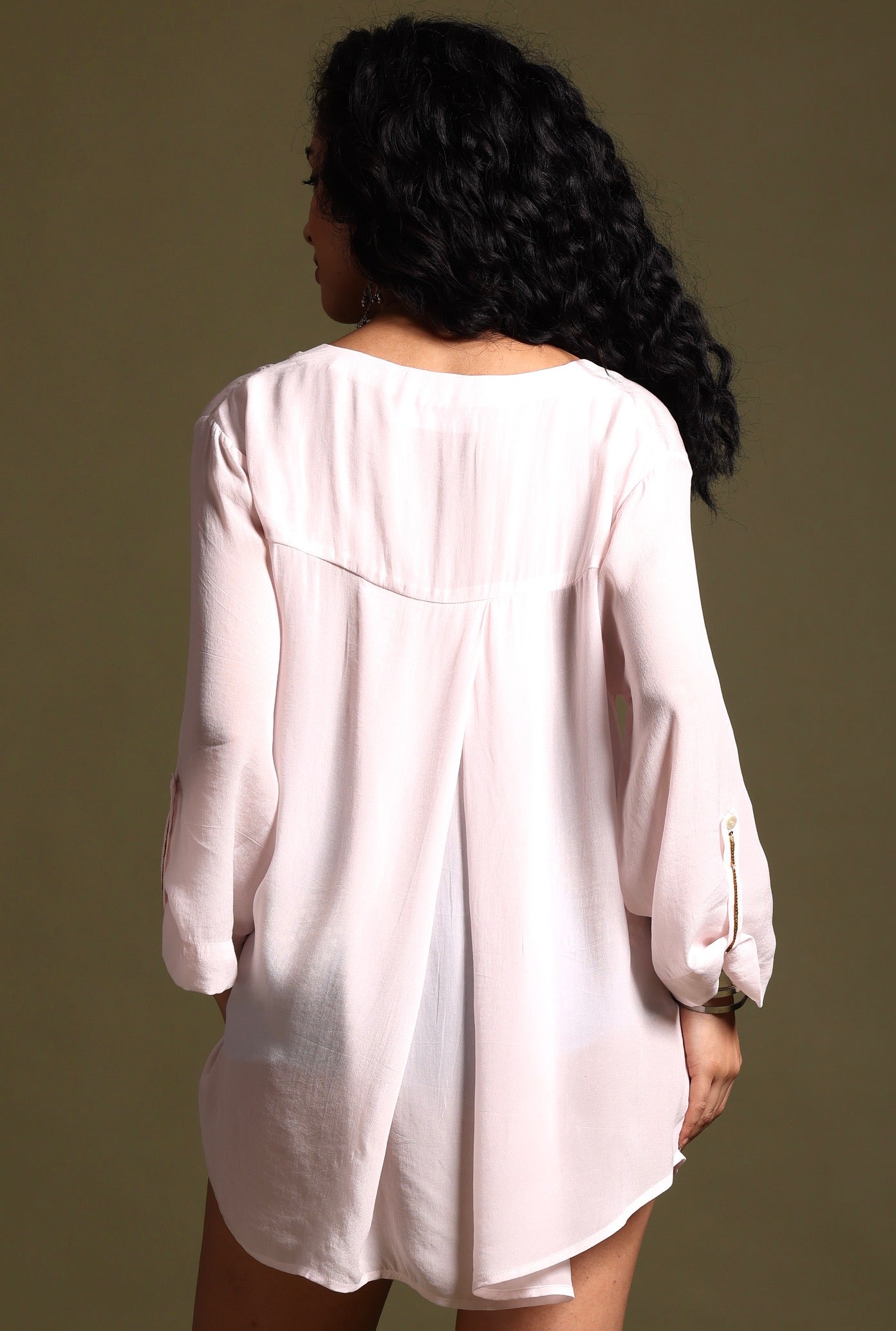 The Hailey Long Sleeve Blouse - Blush