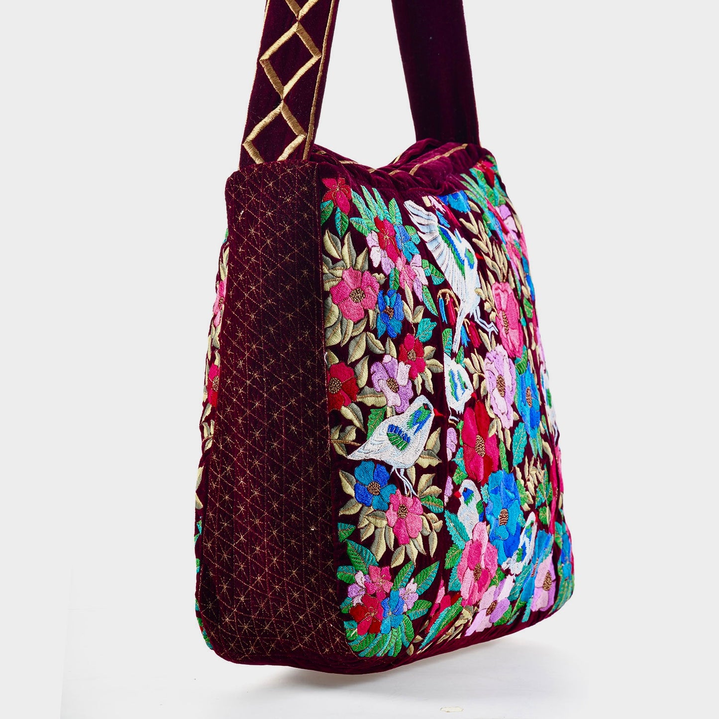 The Madison Luxe Tote - Oversized Velvet Embroidered Tote Bag