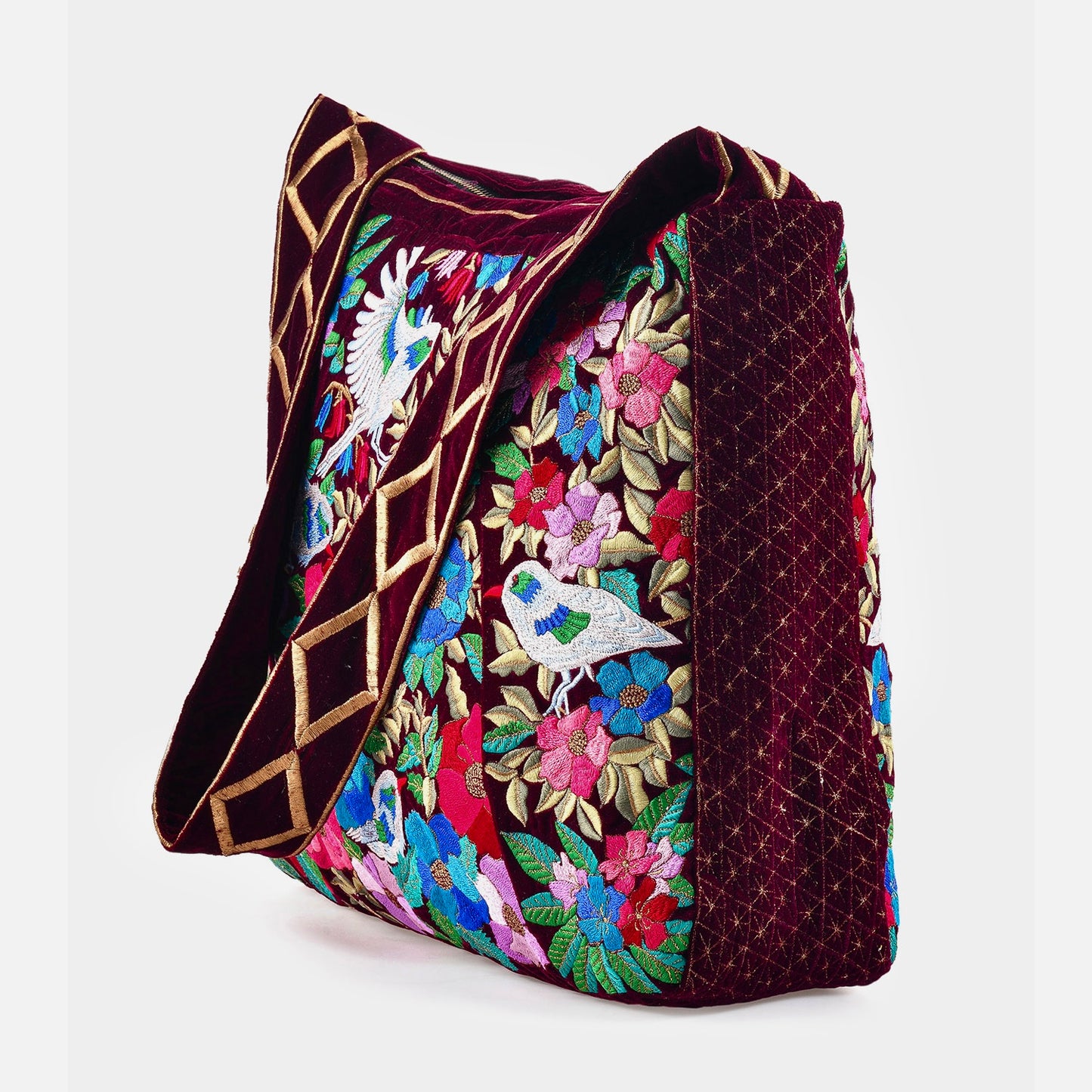 The Madison Luxe Tote - Oversized Velvet Embroidered Tote Bag