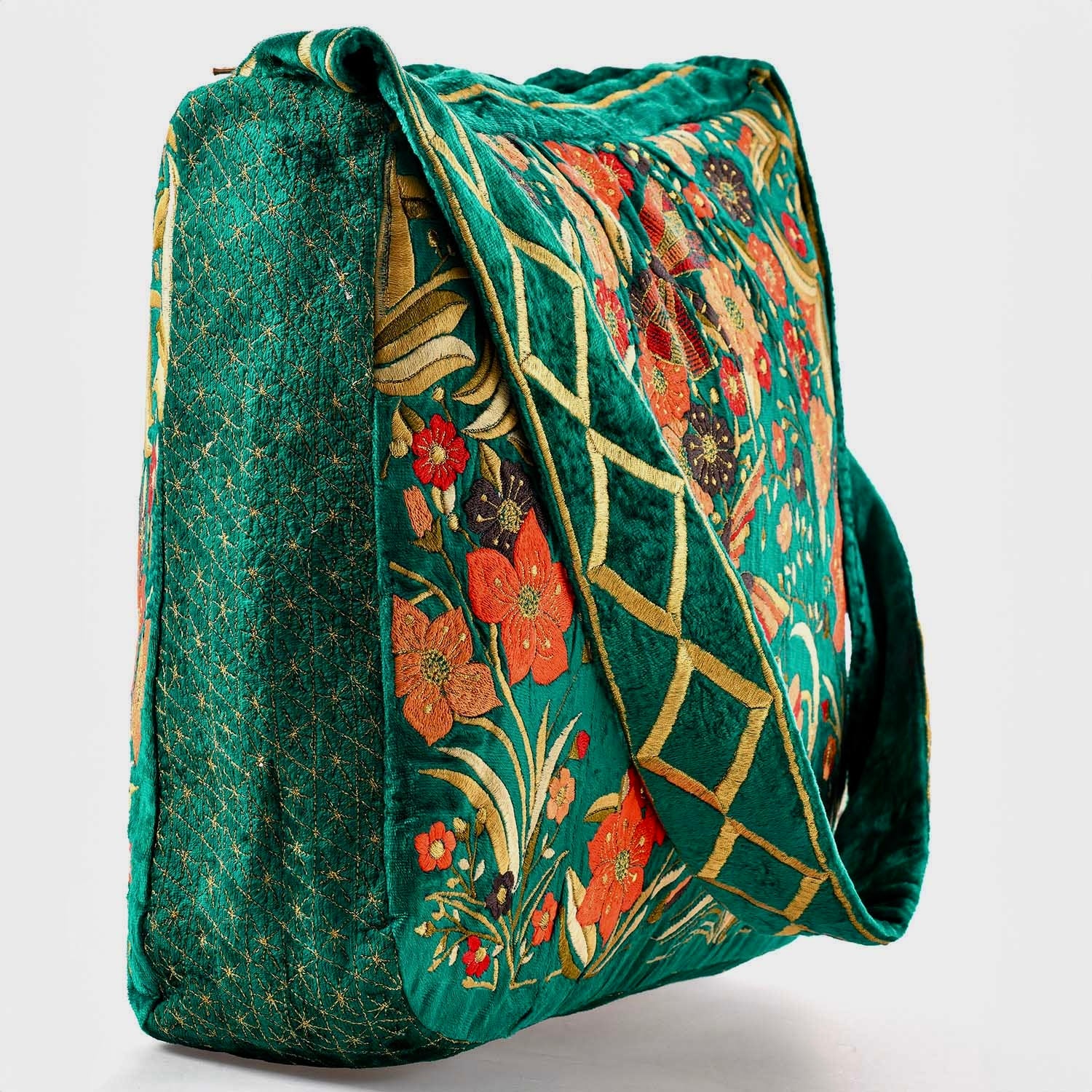 Emerald green velvet tote bag | Beach tote bag store | Elegant shopping bag | Summer bag | Green velvet handbag