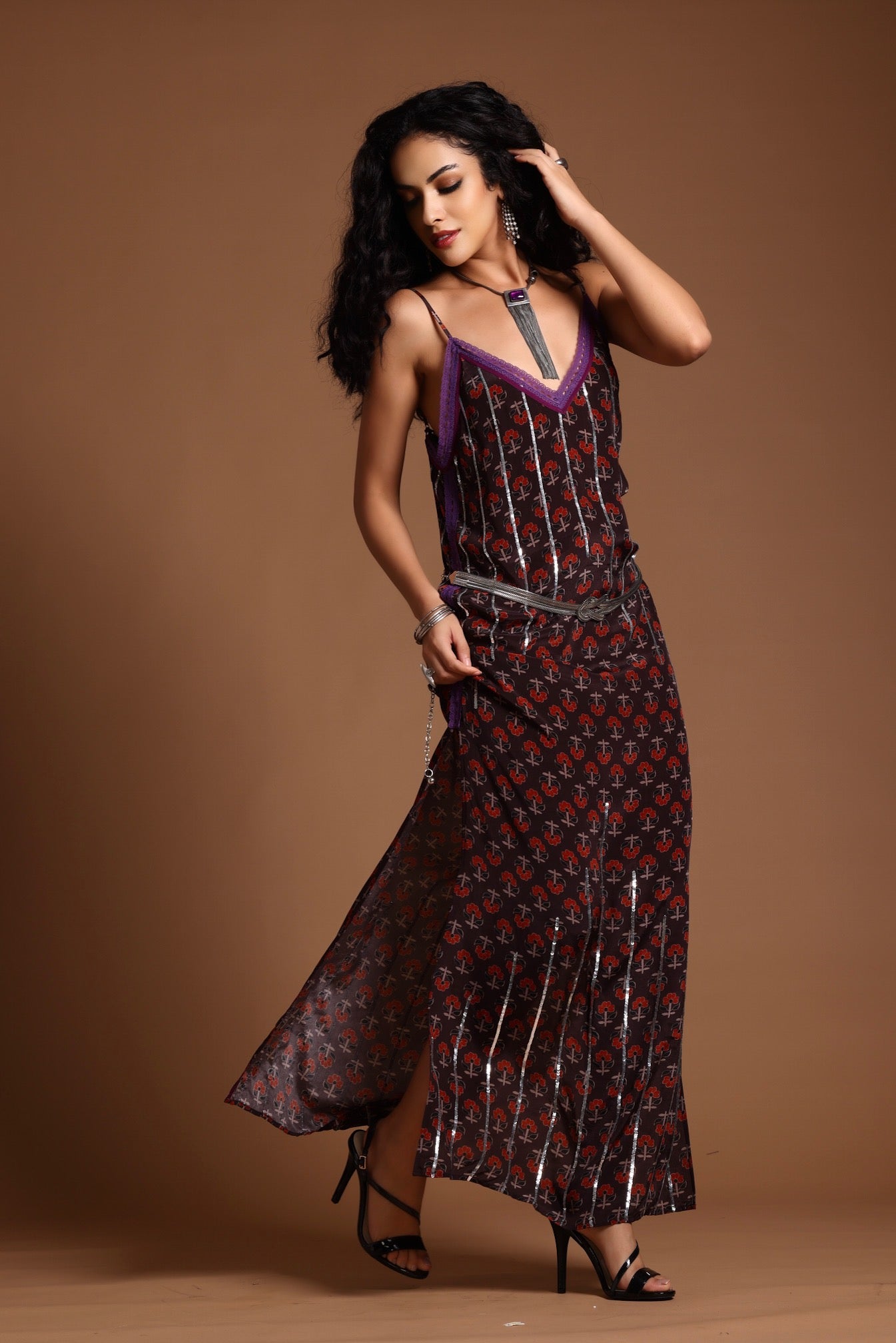 The Uma Slip Dress - Brown