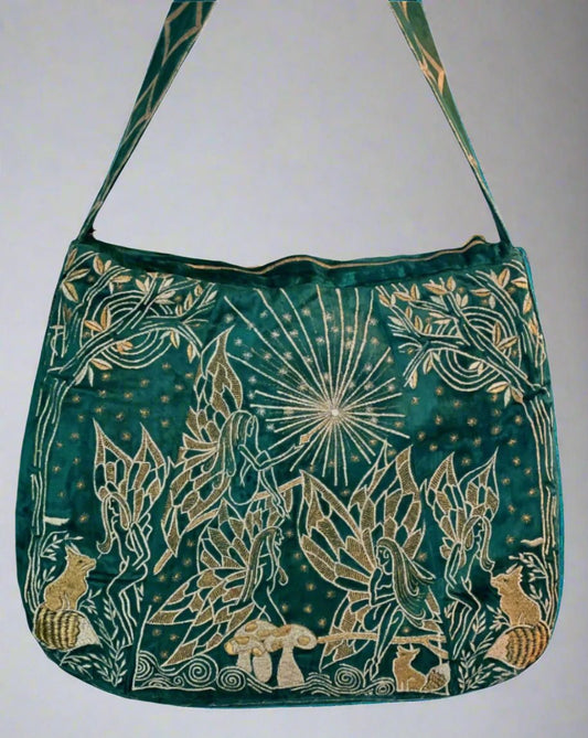 The Mystic Fall Tote - Oversized Velvet Embroidered Tote Bag