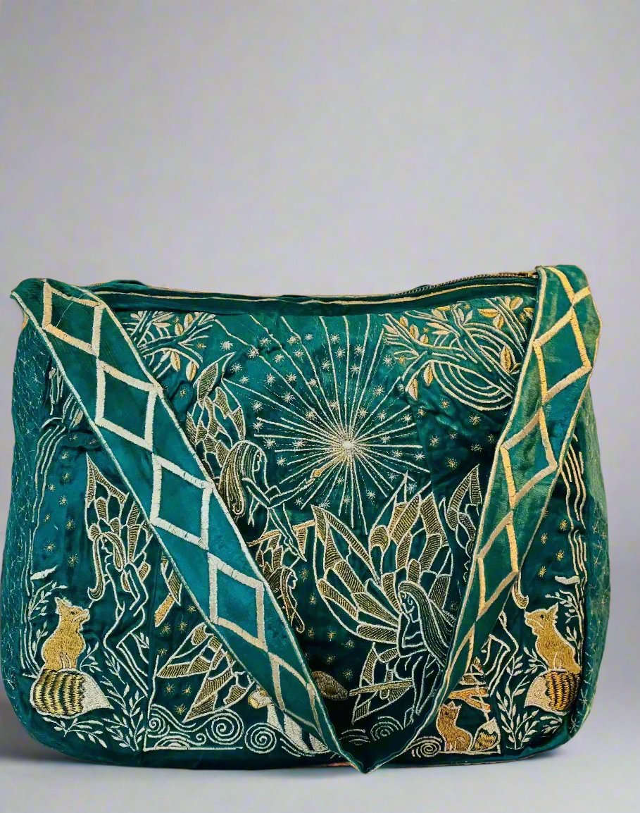 Le sac fourre-tout Mystic Fall - Sac fourre-tout surdimensionné en velours brodé